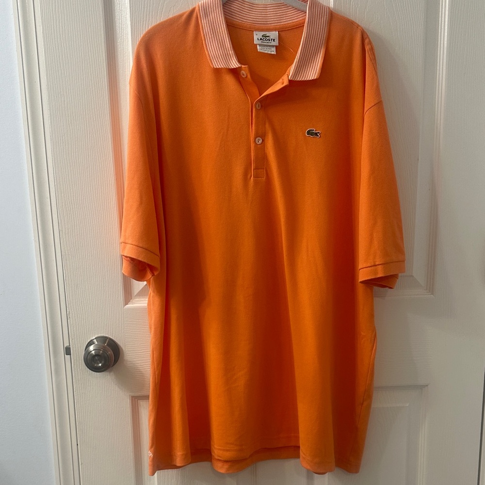 Lacoste Men's Polo Shirt in Bright Orange (Peach Color) size 9 (XXL)